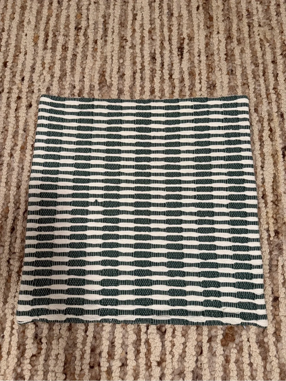 West Elm Cream and Green Woven Decorative Pillow Cover 20”X20”